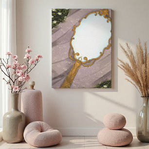 Toile Le Miroir I - Un miroir doré sur l'herbe