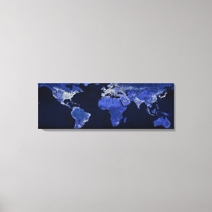 Toile Le Monde la Nuit - Carte, Espace