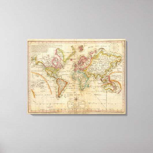 Toile Le monde sur la projection de Mercator (Recto)