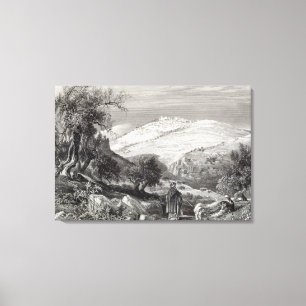 Toile Le mont des Oliviers, du mont Sion