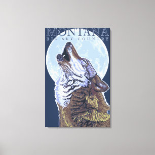 Toile Le Montana -- Grand loup de CountryHowling de ciel