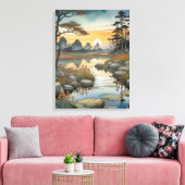 Toile Le paisible lac du coucher du soleil (Insitu(Salon))