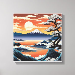 Toile Le paisible Mont Fuji au coucher du soleil