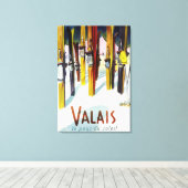 Toile Le pays du soleil - Skis debout dans la neige (Insitu (Plancher de Bois))