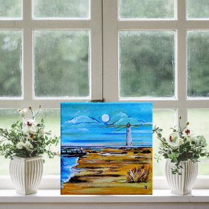 Toile Le phare sur la plage Peinture d'Alfred Fox