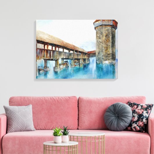 Toile Le pont de la Chapelle à Lucerne (Suisse) (Insitu(Salon))