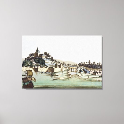 Toile Le port et la ville de Malacca, Malaisie, illustra (Recto)