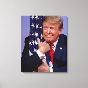 Toile Le président Trump accablé le drapeau