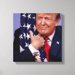 Toile Le président Trump accablé le drapeau américain