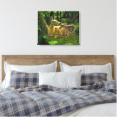 Toile Le printemps blanc Fawn et la mère Deer (Insitu(Chambre))