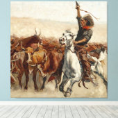 Toile Le Roundup Western Art par Frederic Remington (Insitu (Plancher de Bois))