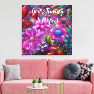 Toile Le Timing de Dieu est parfait Floral Abstrait rose