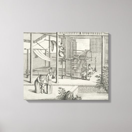 Toile "Le tissage des soies de fleurs", deux femmes au t (Recto)