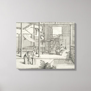 Toile "Le tissage des soies de Flower'd", deux femmes au