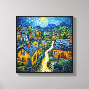 Toile Le Village" Art Contemporain