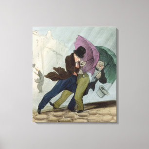 Toile Le voyage de parapluie, de 'Flibustiers Parisiens