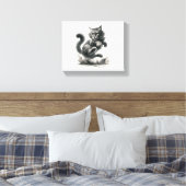 Toile Leap de Whiskers Wild - Art Chat Noir & Blanc Impr (Insitu(Chambre))