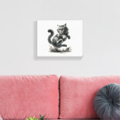 Toile Leap de Whiskers Wild - Art Chat Noir & Blanc Impr (Insitu(Salon))