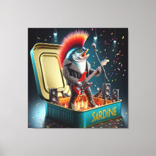Toile Légende Épique de Sardine Punk Guitariste de l'Océ