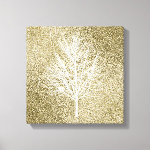 Toile légère étincelle dorée scintillante arbre lumineux
