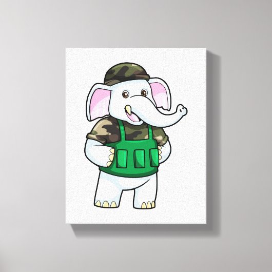 Toile L'éléphant comme soldat avec uniforme et casque (Recto)