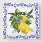 Toile Lemons Clock Vierkante Klok (Voorkant)