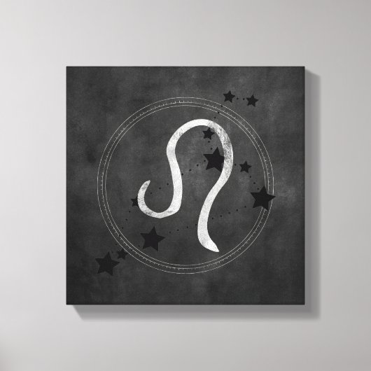 Toile Leo le lion constellation noir & argent zodiac (Recto)