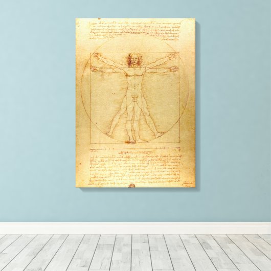 Toile Leonardo Da Vinci, Homme Vitruvien, Ratio D'Or (Insitu (Plancher de Bois))