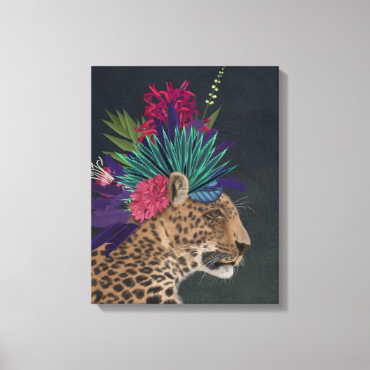Toile Leopard avec tête tropicale (Recto)