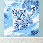 Toile Léopard bébé neige mignon fantasy (Insitu (Plancher de Bois))