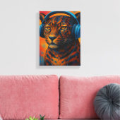 Toile Leopard cool avec casque Pop Art Style (Insitu(Salon))
