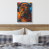 Toile Leopard cool avec casque Pop Art Style (Insitu(Chambre))