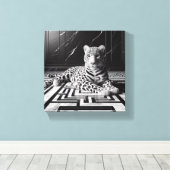 Toile Léopard sur fond noir et blanc (Insitu (Plancher de Bois))