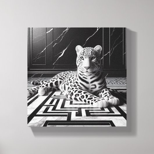 Toile Léopard sur fond noir et blanc (Recto)