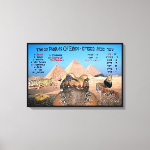 Toile Les 10 pestes de l'Egypte - l'anglais et hébreu