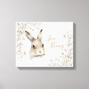 Toile Les animaux de bois aiment le lapin floral Script