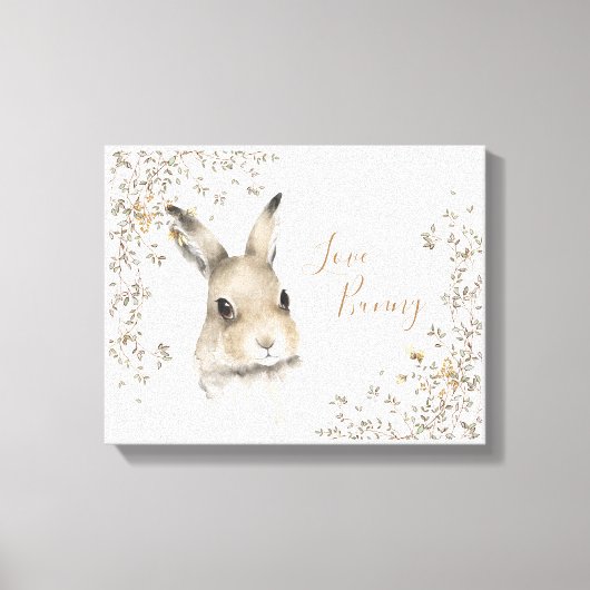 Toile Les animaux de bois aiment le lapin floral Script (Recto)