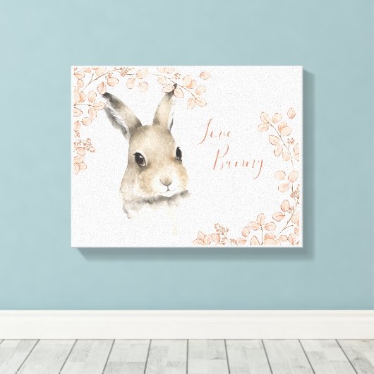 Toile Les animaux de bois aiment le lapin floral Script  (Insitu (Plancher de Bois))