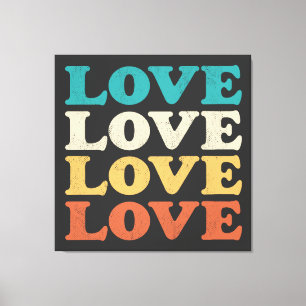 Toile les années 70 Love Retro Distressed Type de répéti