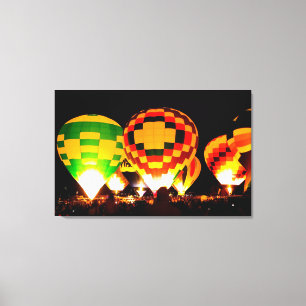 Toile Les ballons à air chaud brillent la nuit