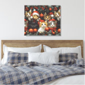 Toile Les chats mignons fêtent les vacances avec l'arbre (Insitu(Chambre))