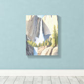 Toile Les chutes de Yosemite | Aquarelle du parc nationa (Insitu (Plancher de Bois))