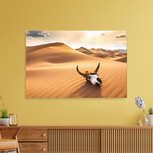 Toile Les déserts | Crâne de vache Dunes de sable ondulé (Insitu(Salon))