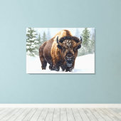 Toile Les échos de l'hiver : le royaume du bison (Insitu (Plancher de Bois))