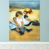 Toile Les enfants de Mary Cassatt sur la plage (1884) (Insitu (Plancher de Bois))