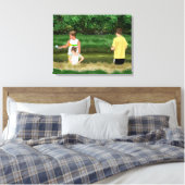 Toile Les enfants pêchent dans l'étang local (Insitu(Chambre))