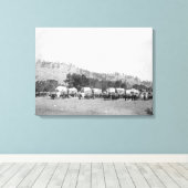 Toile Les équipes d'ox et les Wagons dans une vallée des (Insitu (Plancher de Bois))