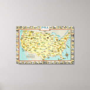 Toile Les Etats-Unis tracent