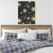 Toile Les flocons dorés de Noël sur l'Arrière - plan noi (Insitu(Chambre))