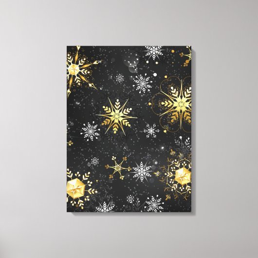 Toile Les flocons dorés de Noël sur l'Arrière - plan noi (Recto)